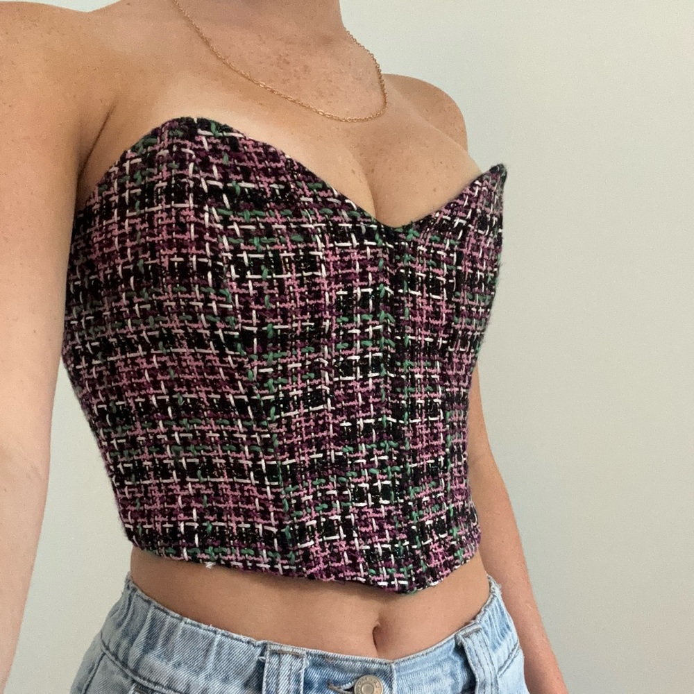 Zara corset tweed top